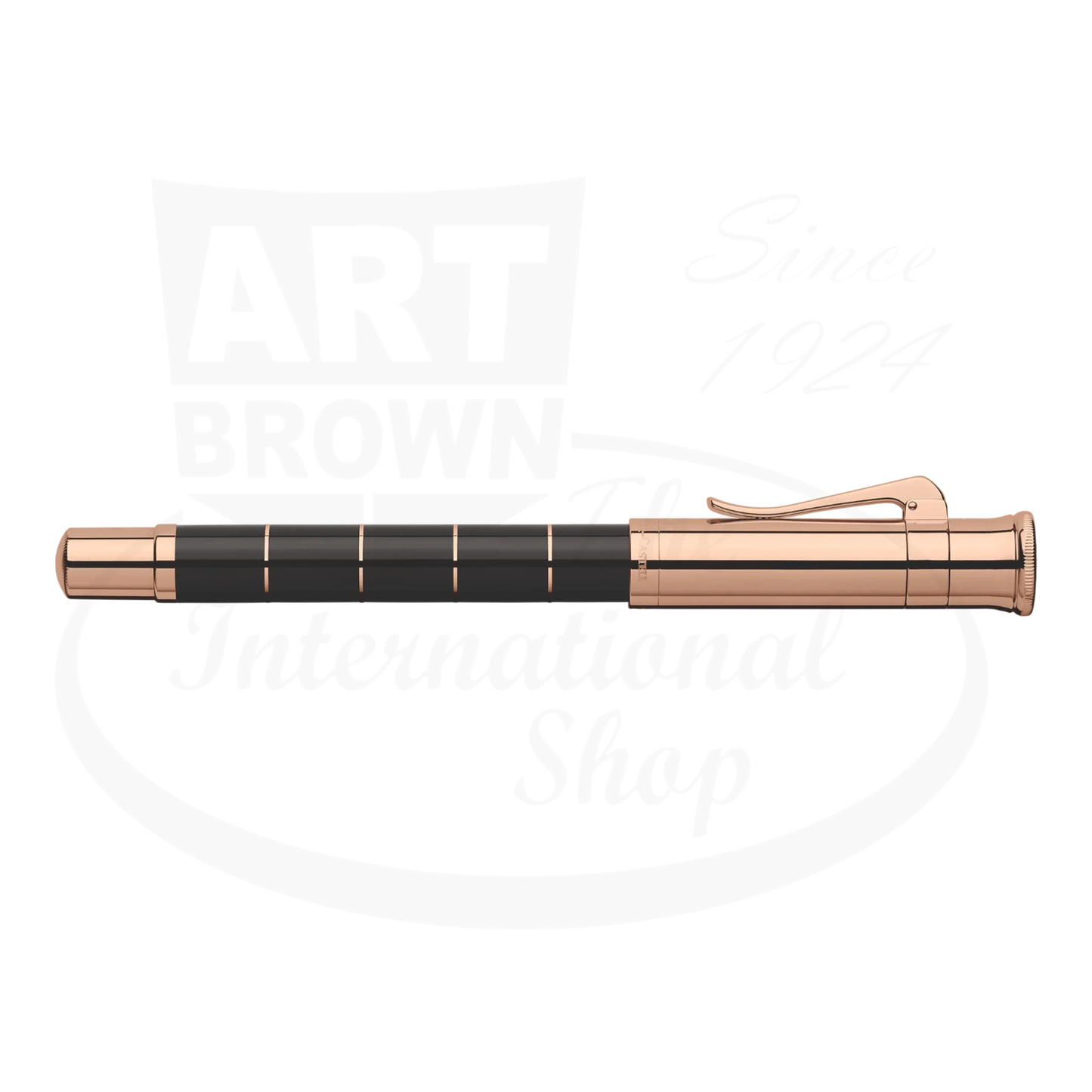 Graf von Faber-Castell Anello fountain pen with black resin body and rose gold-plated segmented cap and clip design