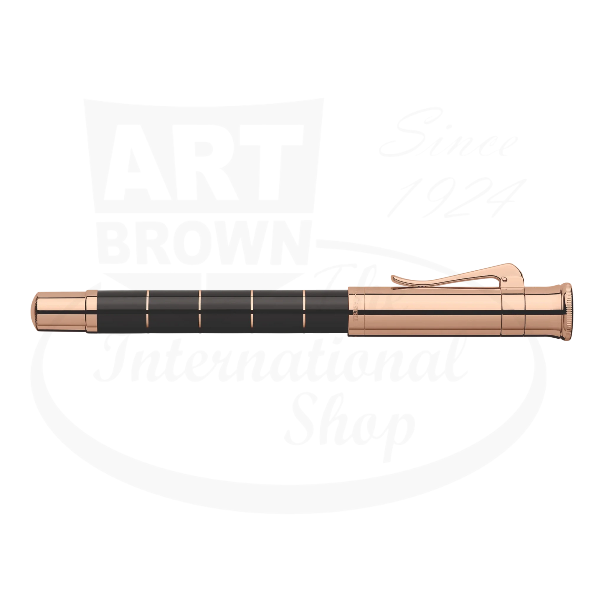 Graf von Faber-Castell Anello fountain pen with black resin body and rose gold-plated segmented cap and clip design