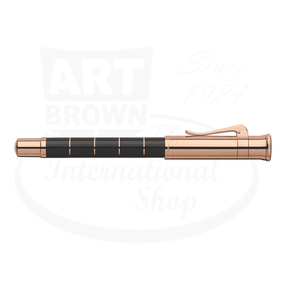 Graf von Faber-Castell Anello fountain pen with black resin body and rose gold-plated segmented cap and clip design