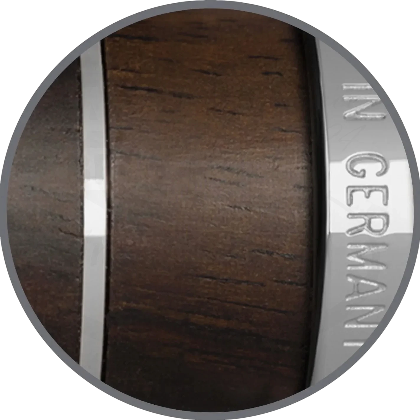 Graf von Faber-Castell Classic Anello Grenadilla pen segment with dark wood and platinum-plated ring close-up detail