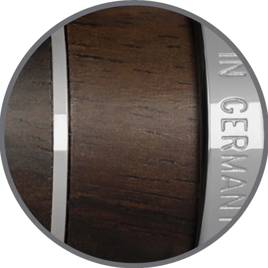 Graf von Faber-Castell Classic Anello Grenadilla ballpoint pen with dark wood barrel and platinum-plated accents close-up detail