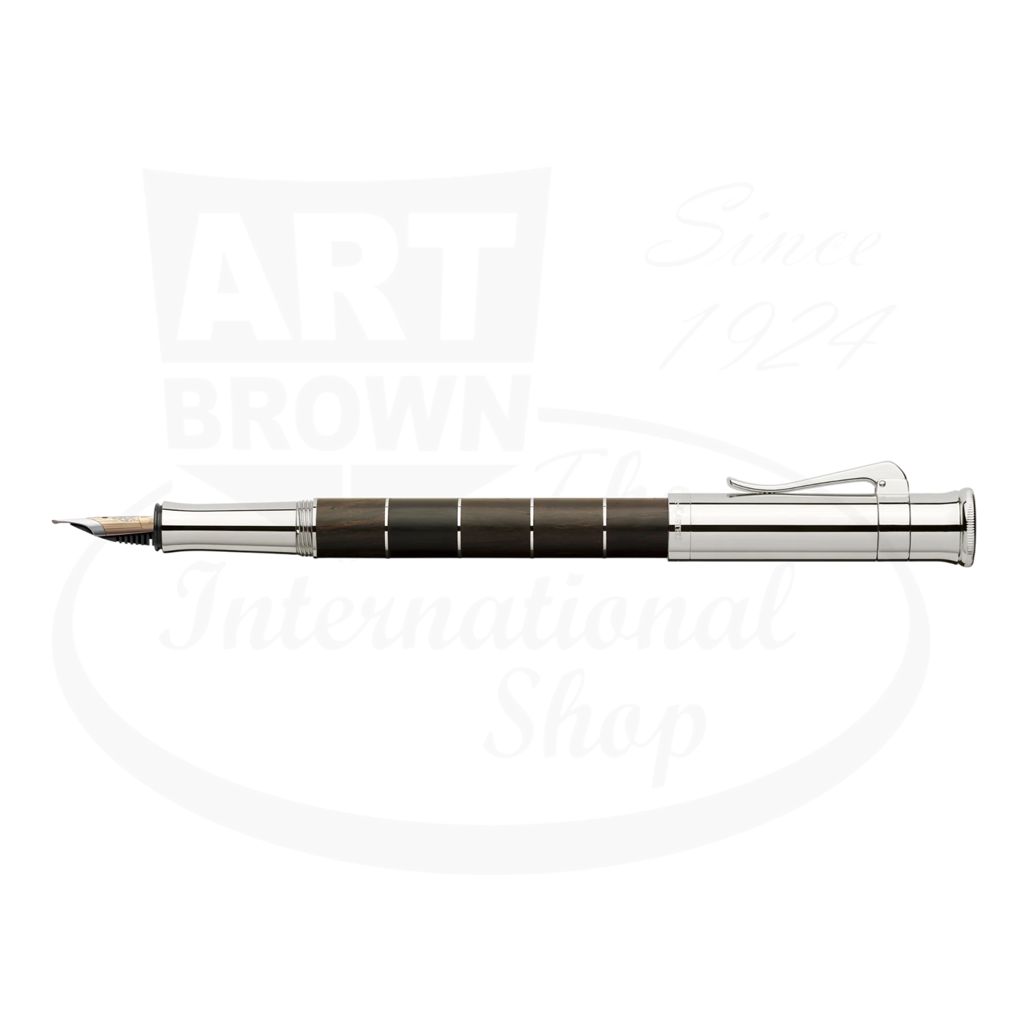 Graf von Faber-Castell Classic Anello Grenadilla Fountain Pen with wood and platinum-plated rings, black and silver design