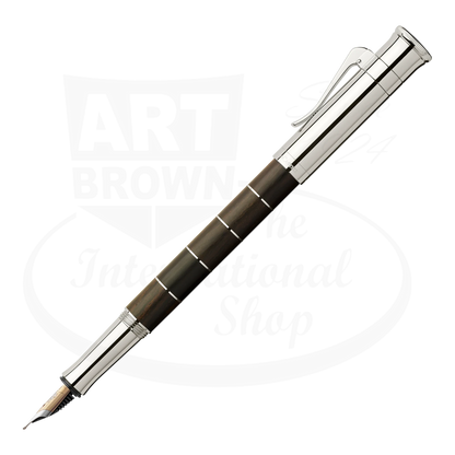 Graf von Faber-Castell Classic Anello Grenadilla fountain pen with dark wood barrel and platinum-plated rings, silver cap and clip