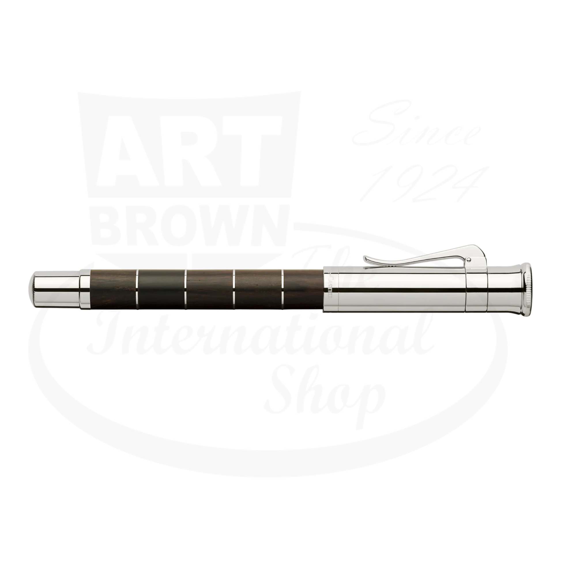 Graf von Faber-Castell Classic Anello rollerball pen with segmented Grenadilla wood barrel and platinum-plated rings