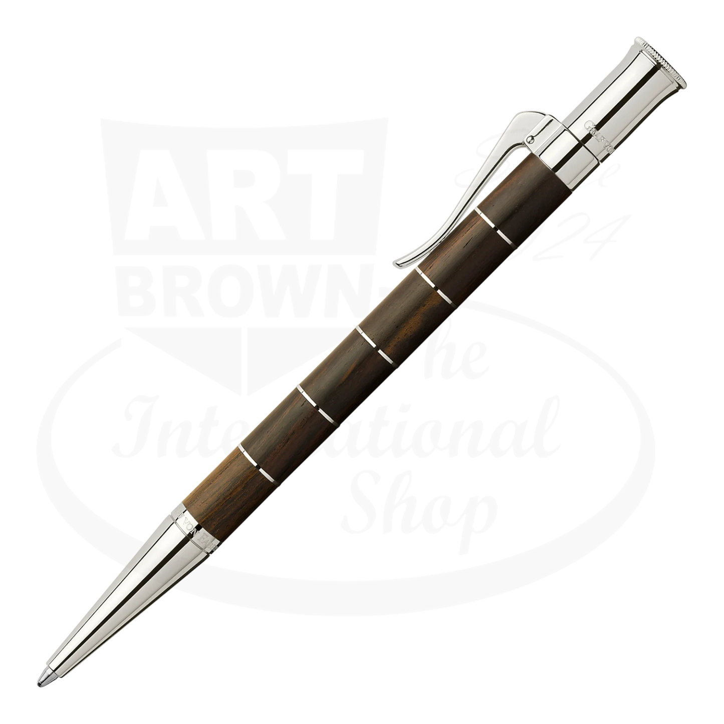 Graf von Faber-Castell Classic Anello Ballpoint Pen with dark Grenadilla wood barrel and platinum-plated accents