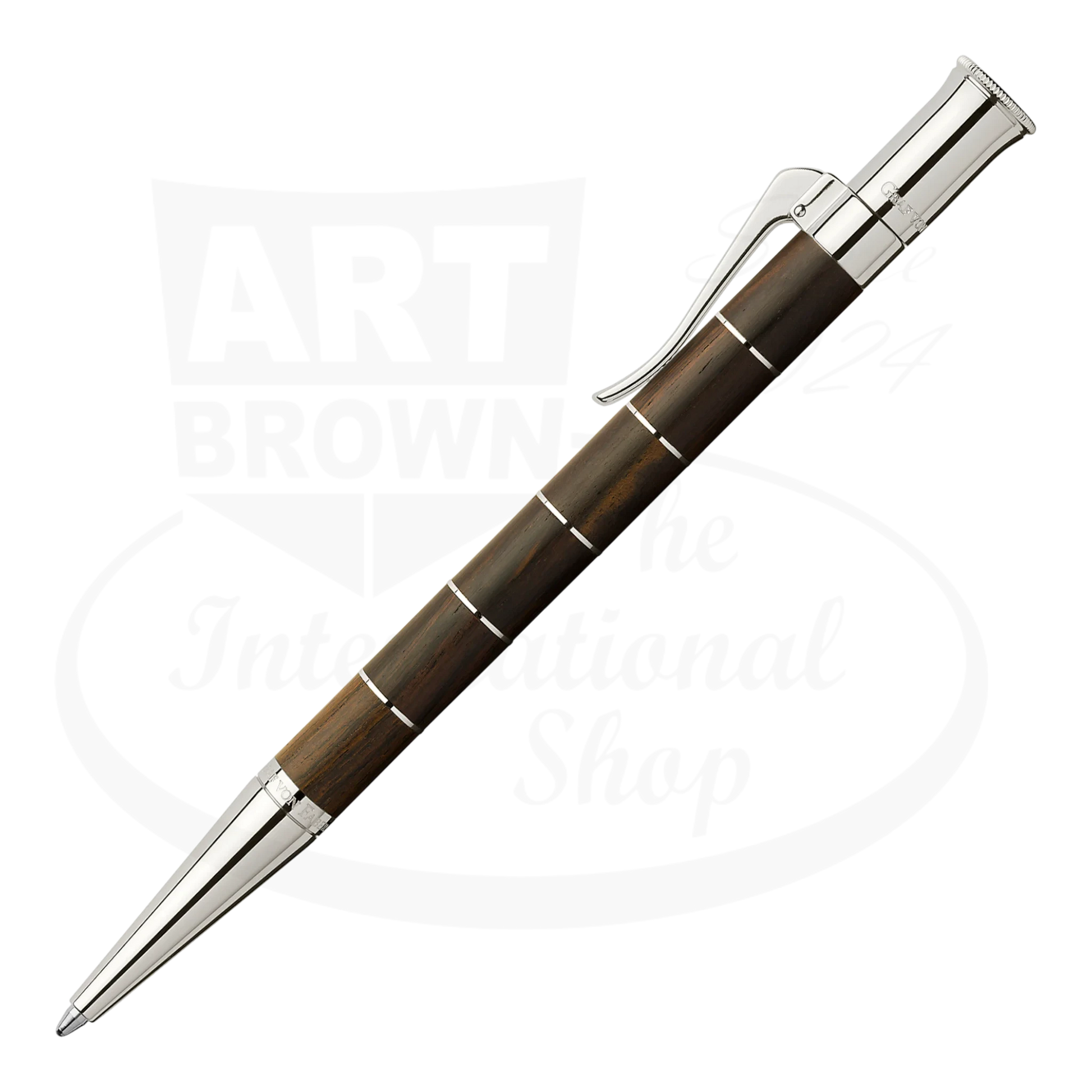 Graf von Faber-Castell Classic Anello Ballpoint Pen with dark Grenadilla wood barrel and platinum-plated accents