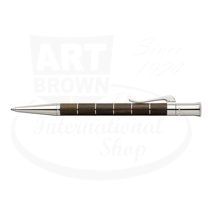 Graf von Faber-Castell Classic Anello ballpoint pen with dark Grenadilla wood and platinum segments, sleek design