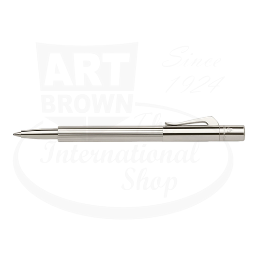 Graf von Faber-Castell Platinum Plated Pocket Ballpoint Pen sleek silver metal compact design with clip