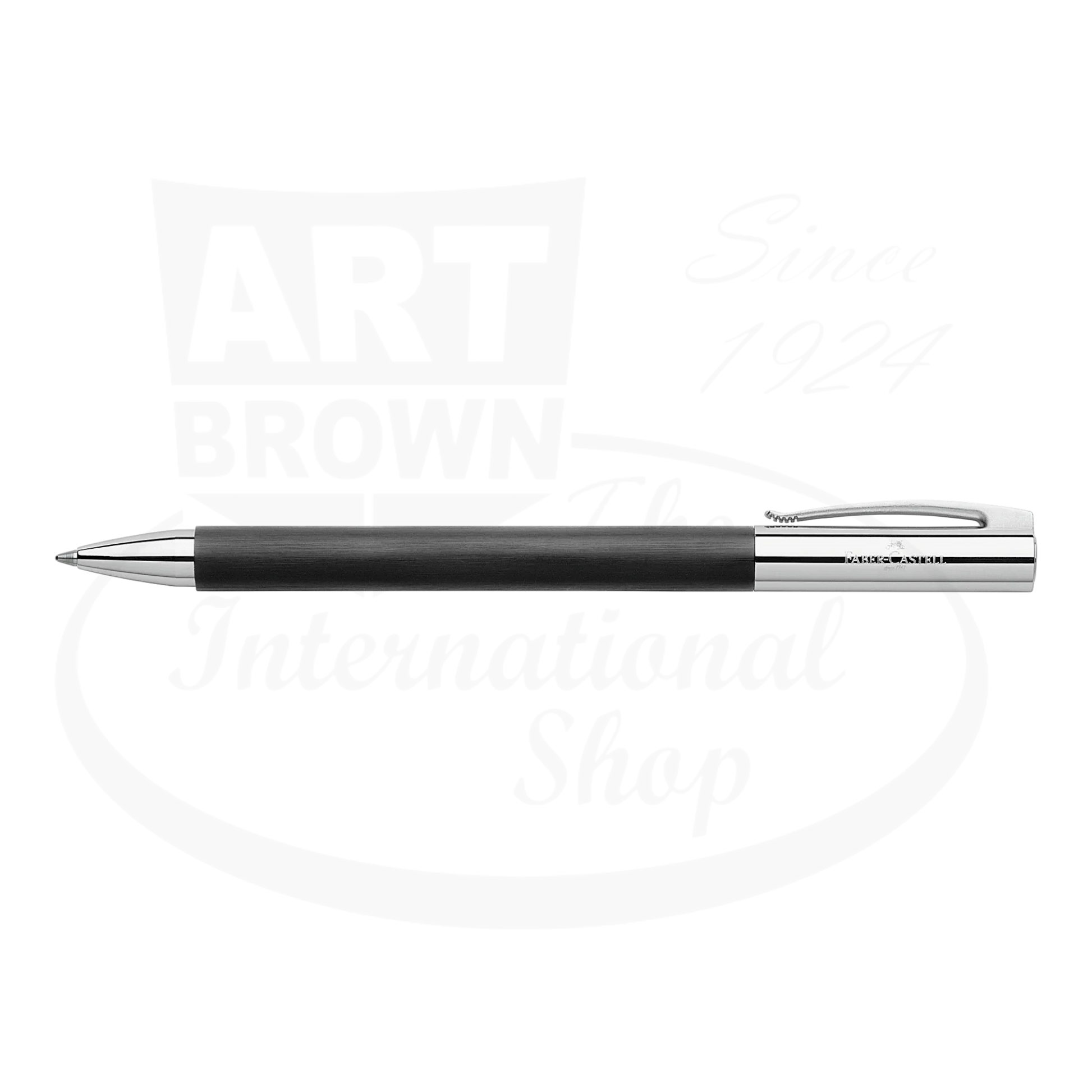Faber-Castell Ambition ballpoint pen polished black resin with chrome trim sleek metal tip and clip design