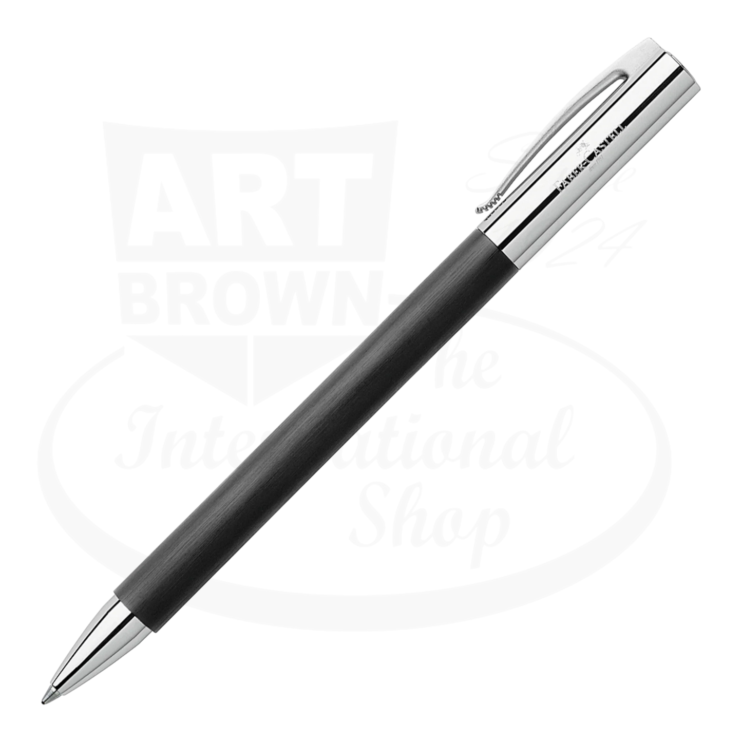 Faber-Castell Ambition ballpoint pen black resin body with polished chrome cap and tip elegant sleek design