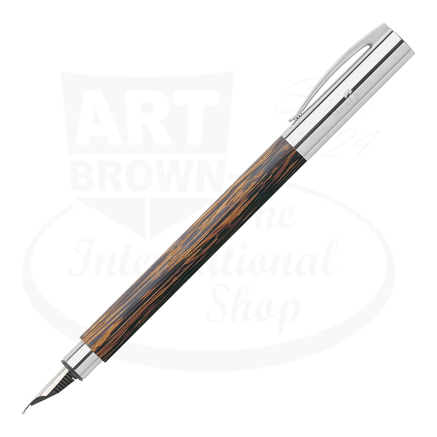 Faber-Castell Ambition Coconut Fountain Pen light coconut wood barrel with chrome cap and nib detailed sleek design