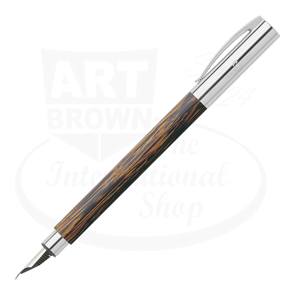 Faber-Castell Ambition Coconut Fountain Pen light coconut wood barrel with chrome cap and nib detailed sleek design