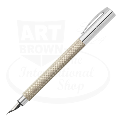 Faber-Castell Ambition OpArt fountain pen ivory resin barrel with wave engraving and silver metal accents
