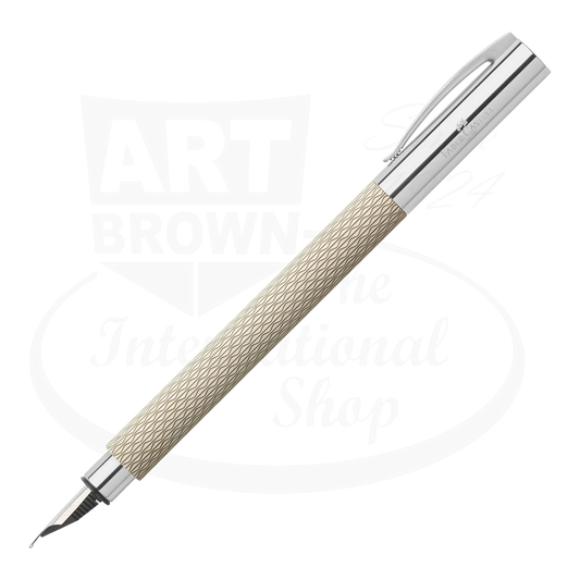 Faber-Castell Ambition OpArt fountain pen ivory resin barrel with wave engraving and silver metal accents