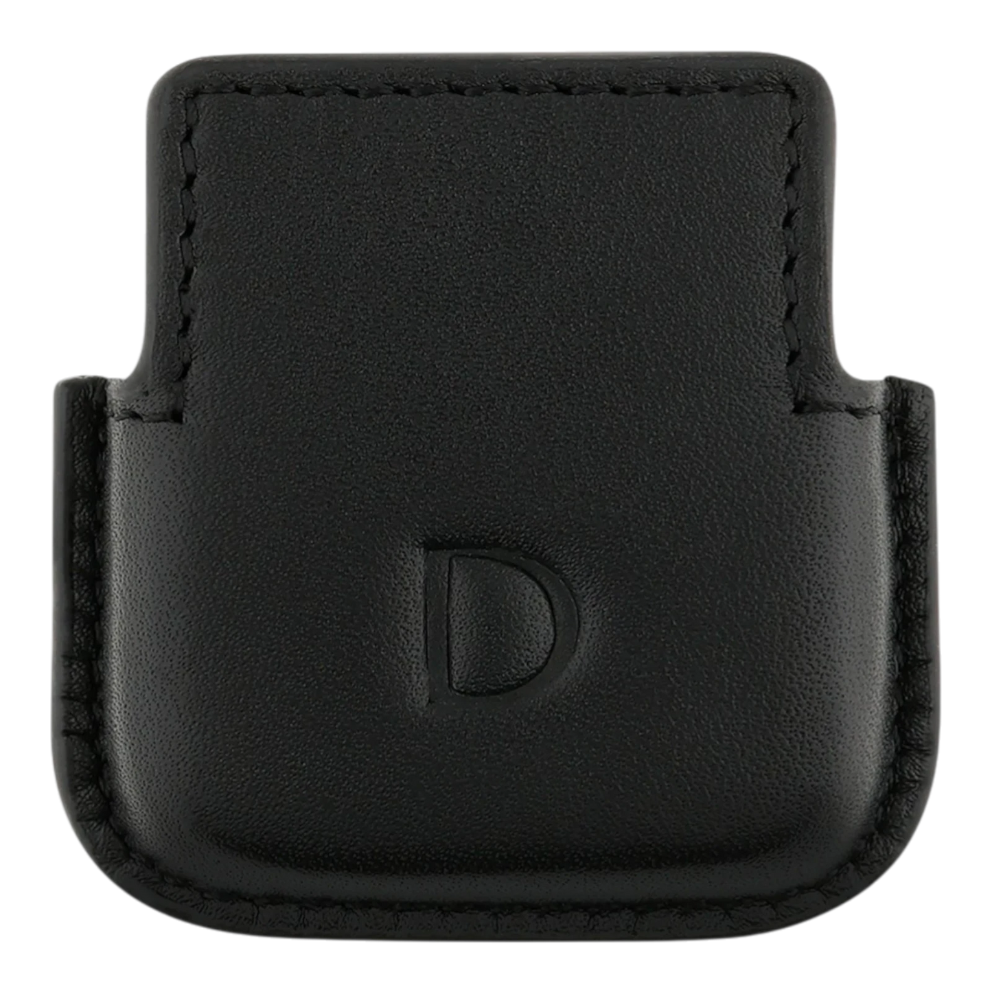 Black soft leather lighter case for S.T. Dupont Ligne 1 lighter, with embossed D logo on the front