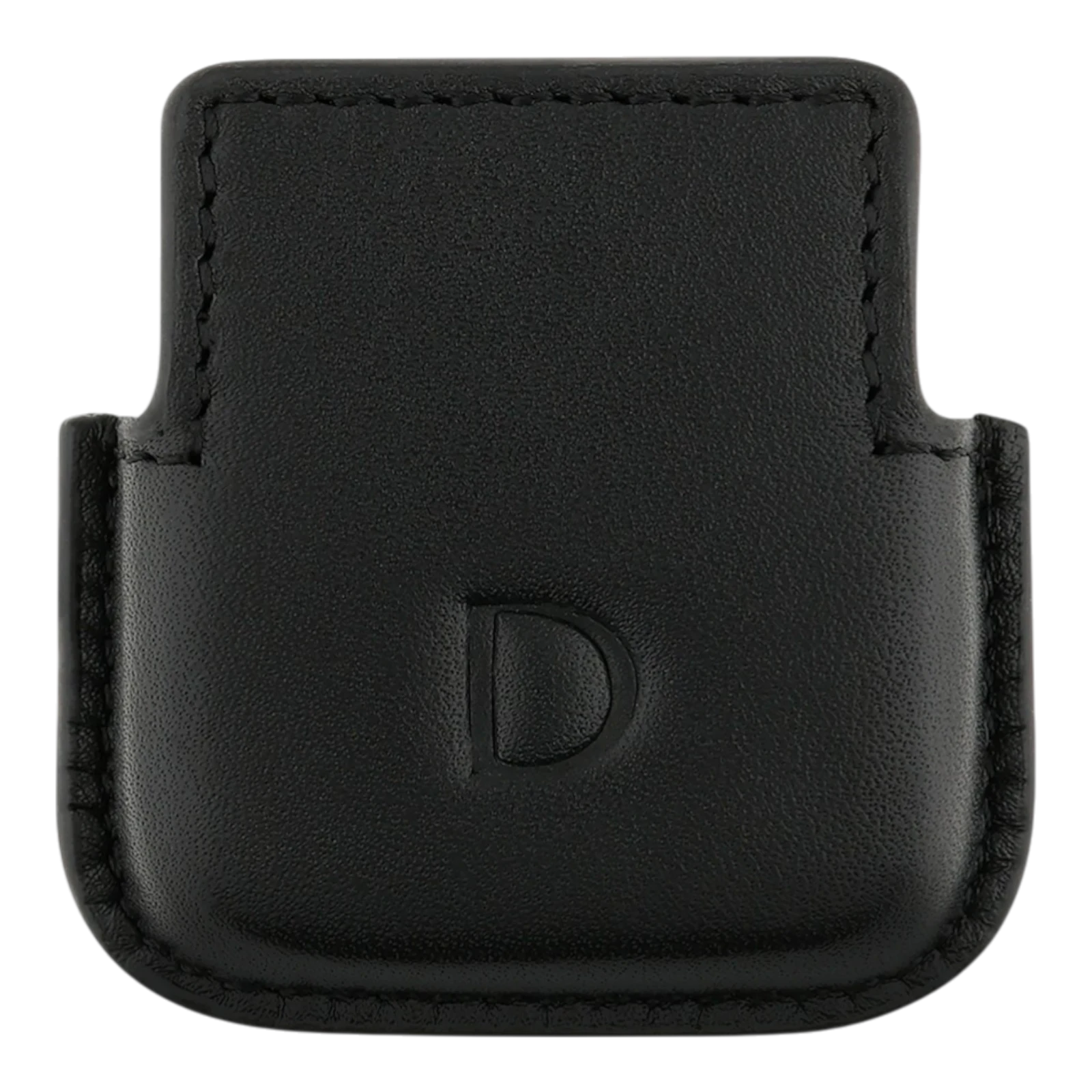 Black soft leather lighter case for S.T. Dupont Ligne 1 lighter, with embossed D logo on the front