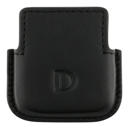Black soft leather lighter case for S.T. Dupont Ligne 1 lighter, with embossed D logo on the front