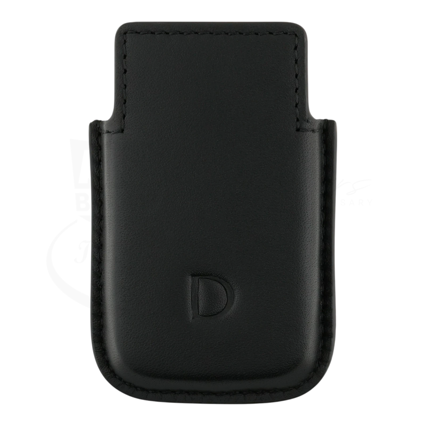 Black soft leather lighter case for S.T. Dupont Biggy lighter, with embossed D logo on the front