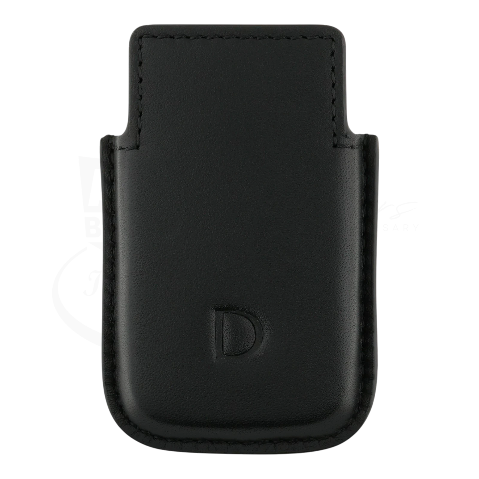 Black soft leather lighter case for S.T. Dupont Biggy lighter, with embossed D logo on the front