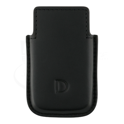 Black soft leather lighter case for S.T. Dupont Biggy lighter, with embossed D logo on the front