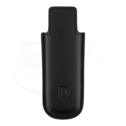 Black soft leather lighter case for S.T. Dupont twiggy lighter, with embossed D logo on the front