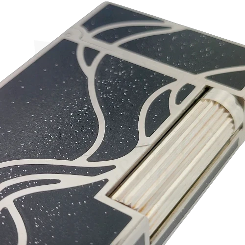 S.T. Dupont Ligne 2 016023 palladium and black lacquer lighter with silver ribbed ignition roller close-up view