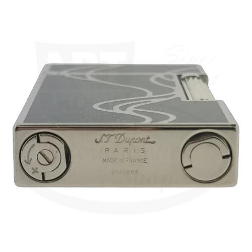 S.T. Dupont Ligne 2 016023 palladium and black lacquer lighter with silver swirl design limited edition display model