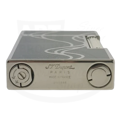 S.T. Dupont Ligne 2 016023 palladium and black lacquer lighter with silver swirl design limited edition display model