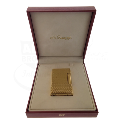 Preowned S.T. Dupont Ligne 2 Gold Peacock Feather Lighter, 016255-D1