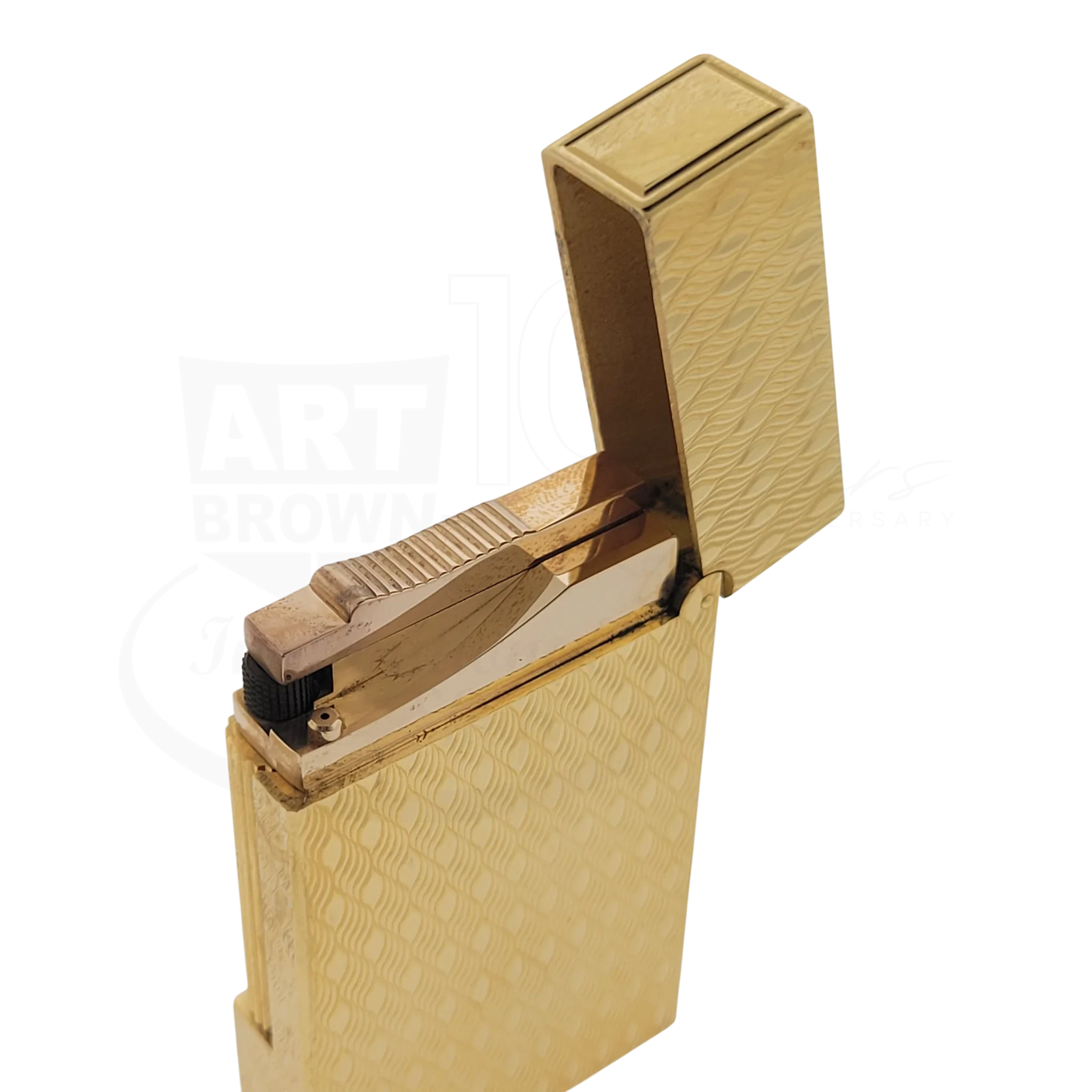 Preowned S.T. Dupont Ligne 2 Gold Peacock Feather Lighter, 016255-D1