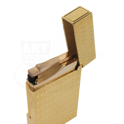 Preowned S.T. Dupont Ligne 2 Gold Peacock Feather Lighter, 016255-D1