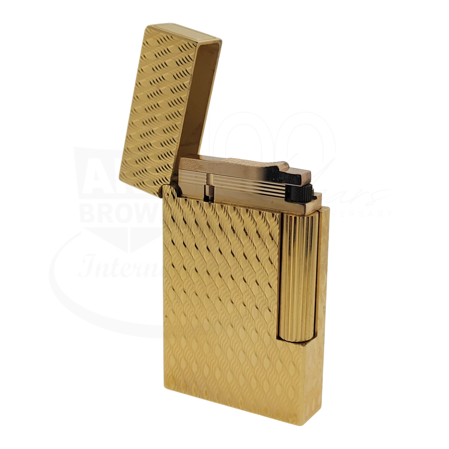Preowned S.T. Dupont Ligne 2 Gold Peacock Feather Lighter, 016255-D1
