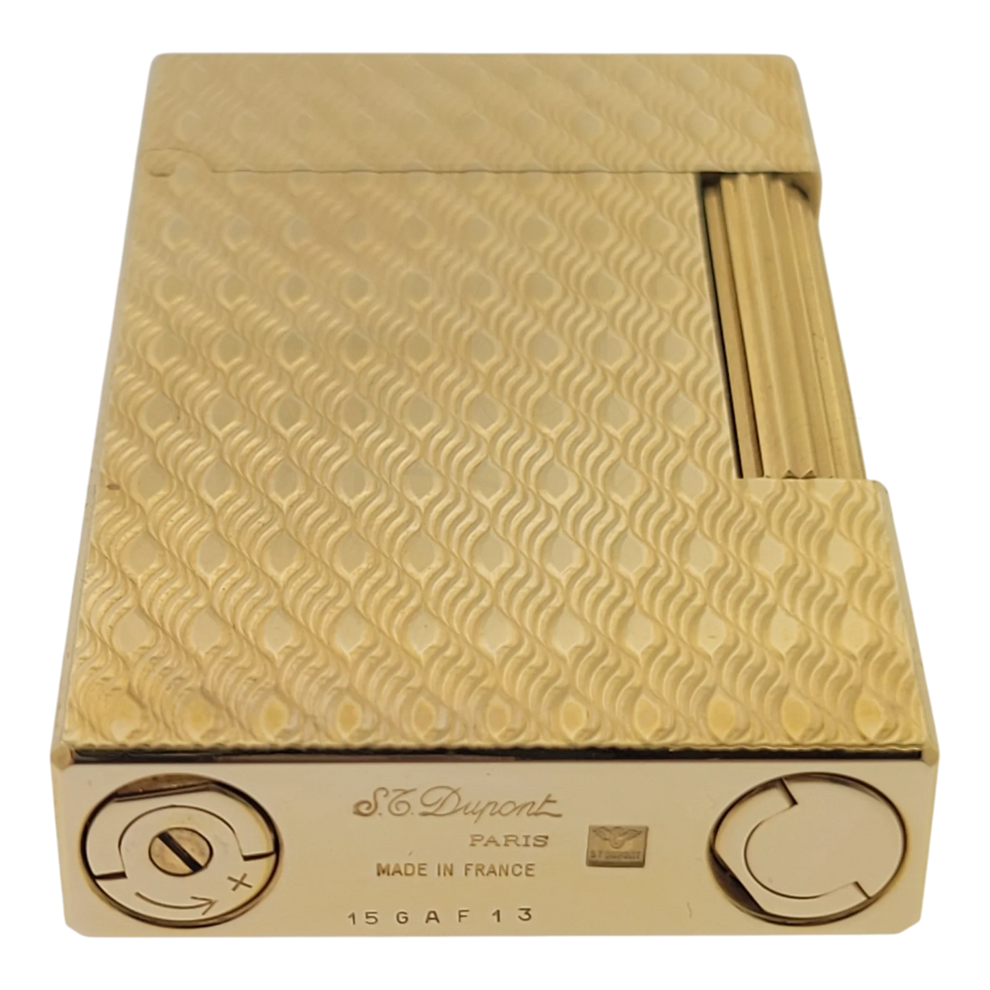 Preowned S.T. Dupont Ligne 2 Gold Peacock Feather Lighter, 016255-D1