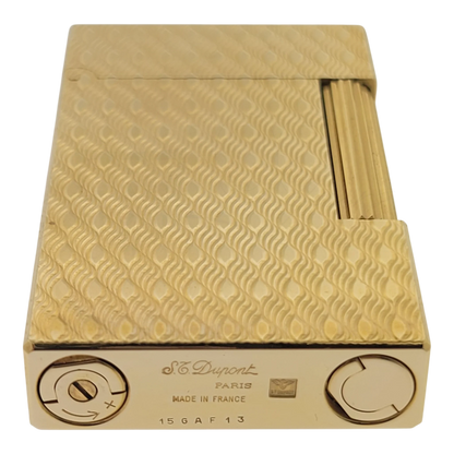 Preowned S.T. Dupont Ligne 2 Gold Peacock Feather Lighter, 016255-D1