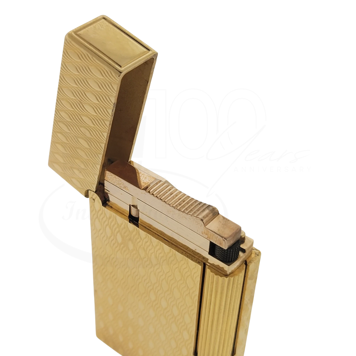 Preowned S.T. Dupont Ligne 2 Gold Peacock Feather Lighter, 016255-D1