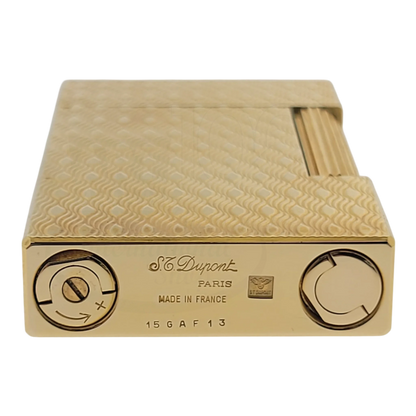 Preowned S.T. Dupont Ligne 2 Gold Peacock Feather Lighter, 016255-D1