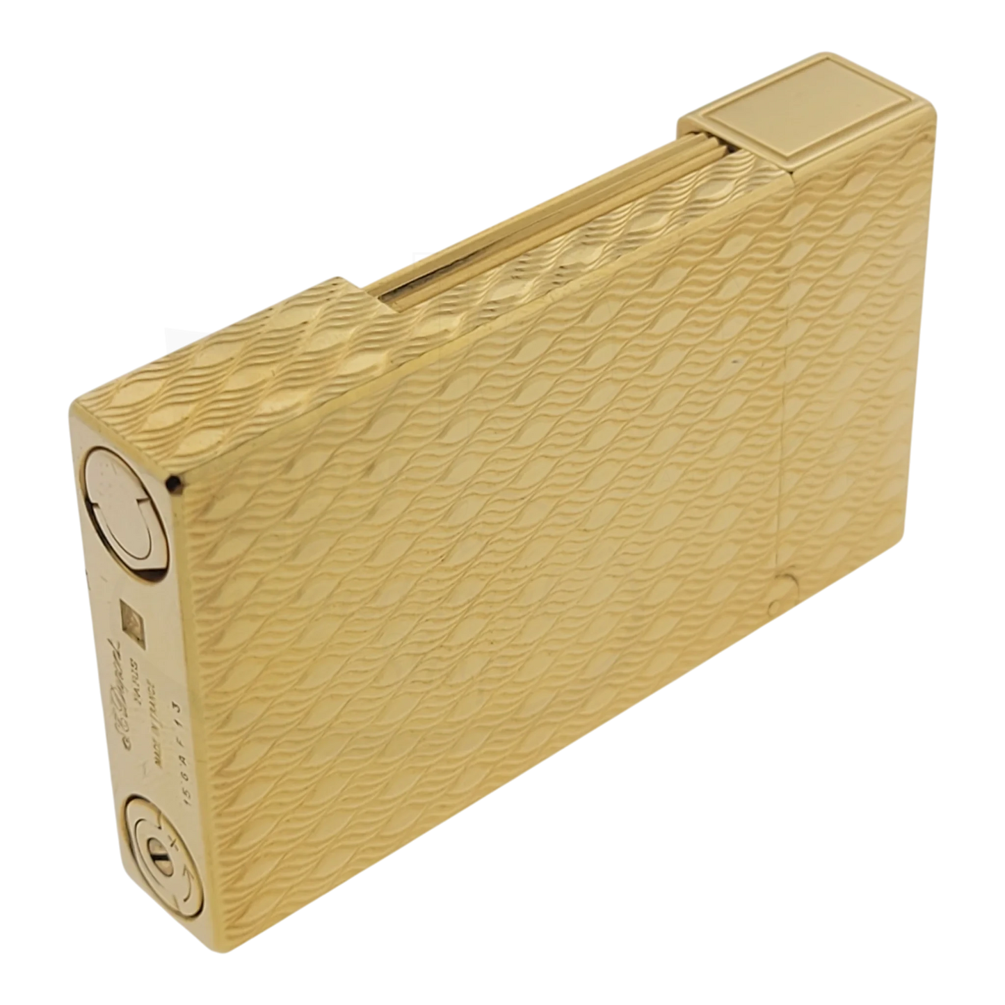 Preowned S.T. Dupont Ligne 2 Gold Peacock Feather Lighter, 016255-D1