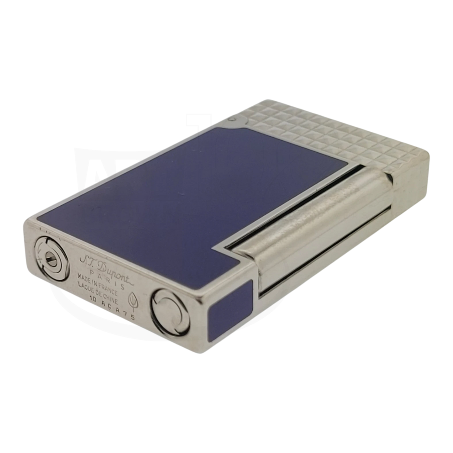 Preowned S.T. Dupont Line D Blue Lacquer & Palladium Lighter, 017066