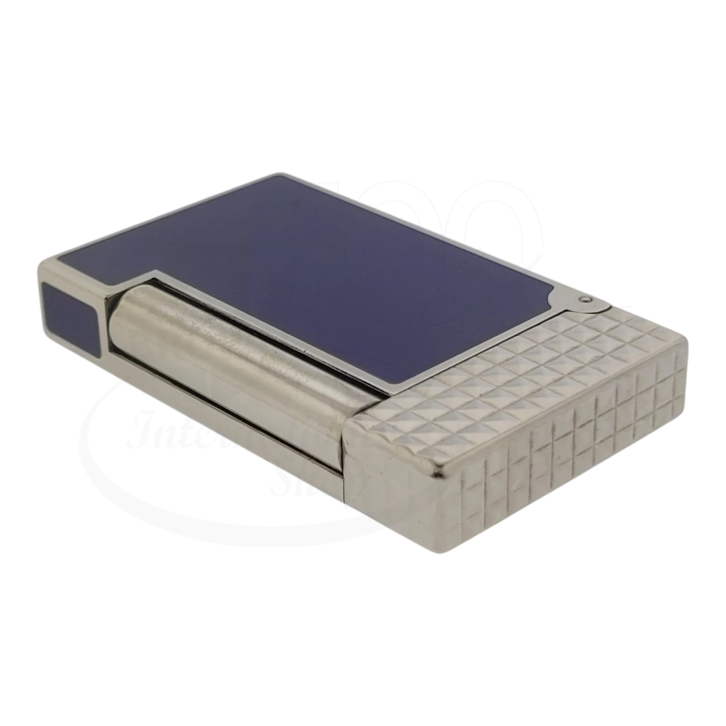Preowned S.T. Dupont Line D Blue Lacquer & Palladium Lighter, 017066