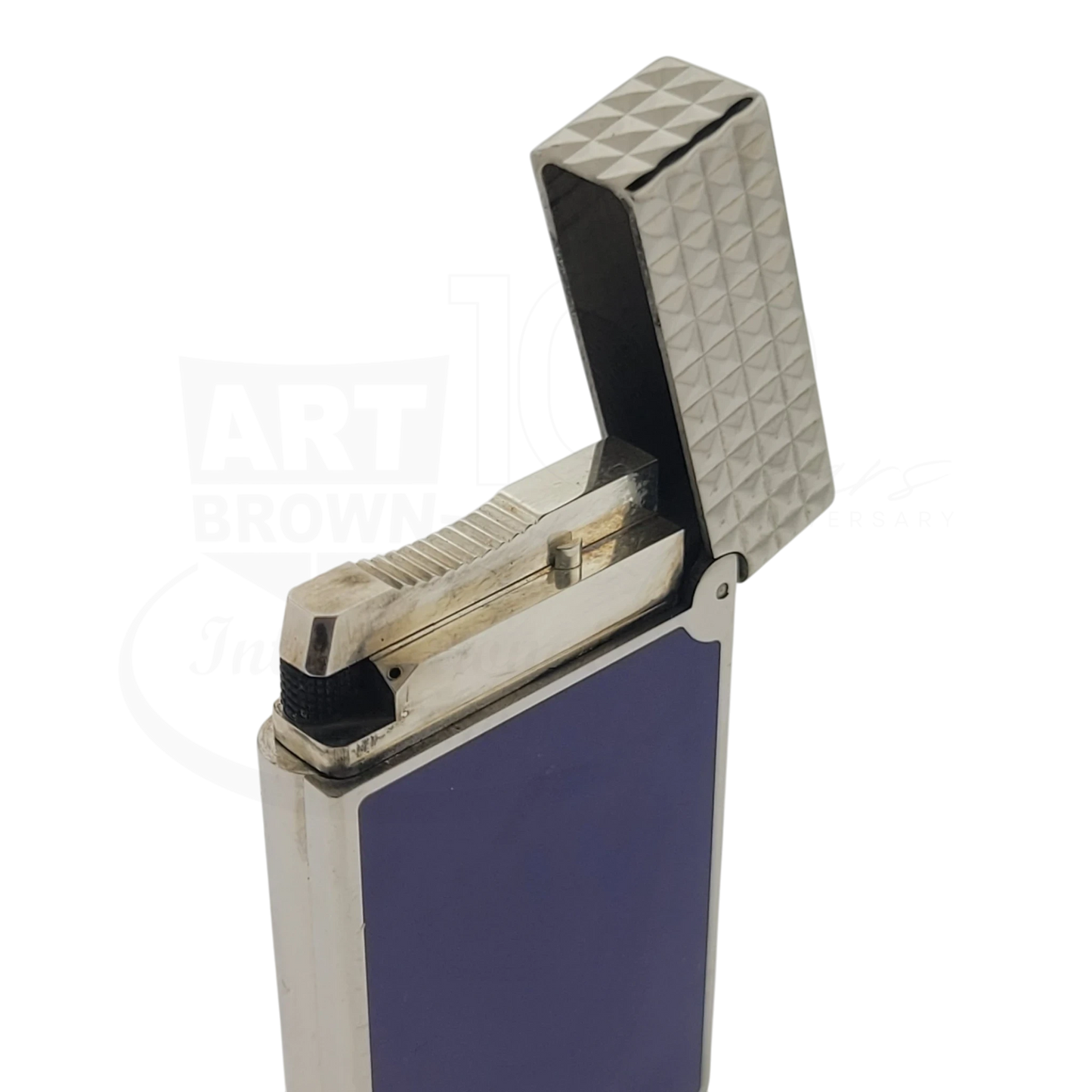 Preowned S.T. Dupont Line D Blue Lacquer & Palladium Lighter, 017066
