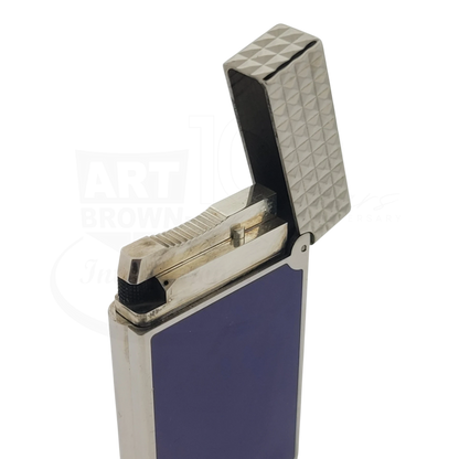 Preowned S.T. Dupont Line D Blue Lacquer & Palladium Lighter, 017066