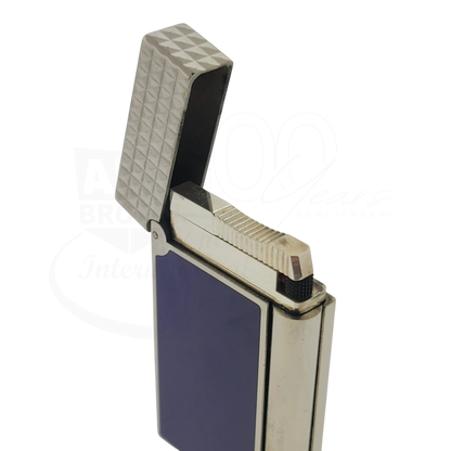 Preowned S.T. Dupont Line D Blue Lacquer & Palladium Lighter, 017066
