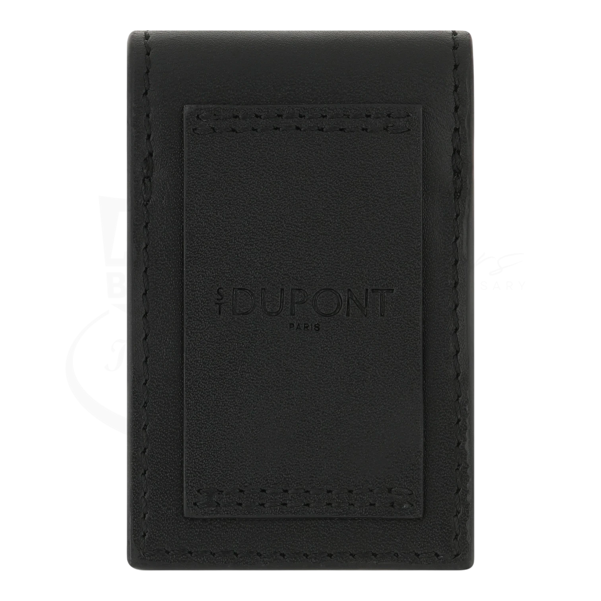 S.T. Dupont Ligne 2 soft black leather lighter case with stitched detailing and embossed logo on front panel