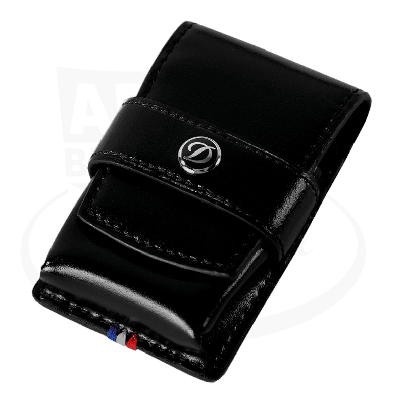 S.T. Dupont Ligne 2/Le Grand Lighter Case Black leather with palladium fastener and tricolor French flag detail