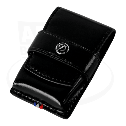 S.T. Dupont Ligne 2/Le Grand Lighter Case Black leather with palladium fastener and tricolor French flag detail