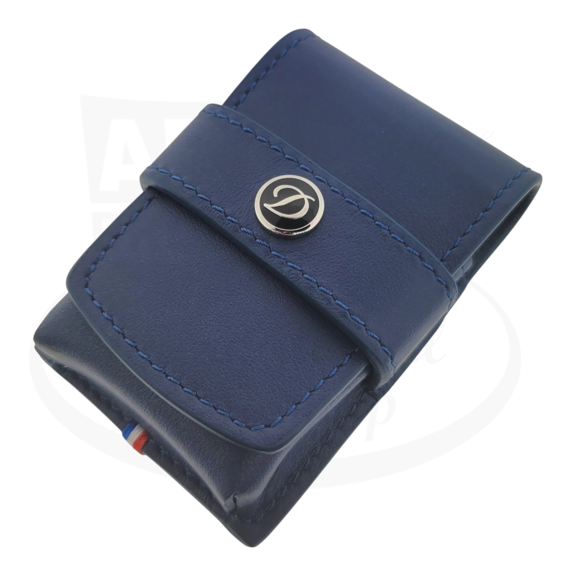 S.T. Dupont Ligne 2 Le Grand Lighter Case black leather with palladium fastener and French tricolor band