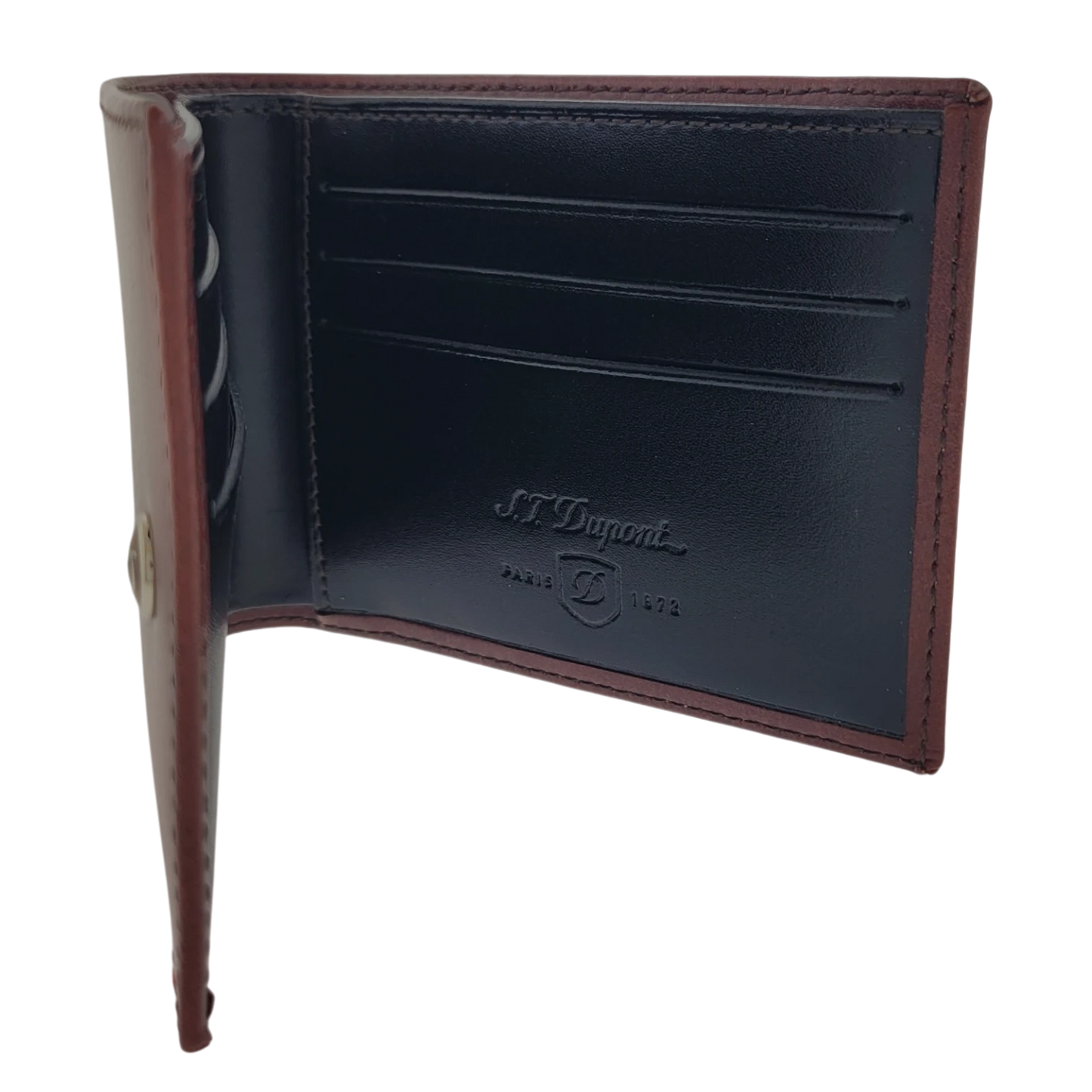 S.T. Dupont Brown & Black Smooth Leather Wallet, 180190