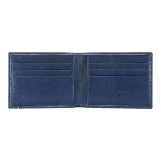S.T. Dupont Grained Blue Leather 6 Credit Card Billfold, 180270