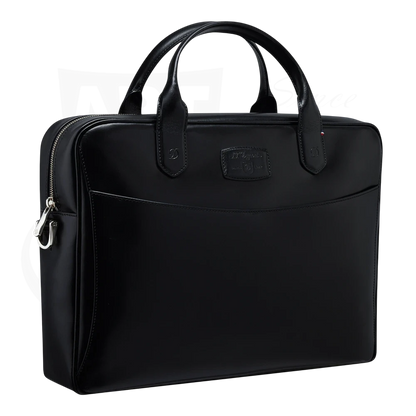 S.T. Dupont Black Document Holder 181003SS leather briefcase with front pocket and top handles in black