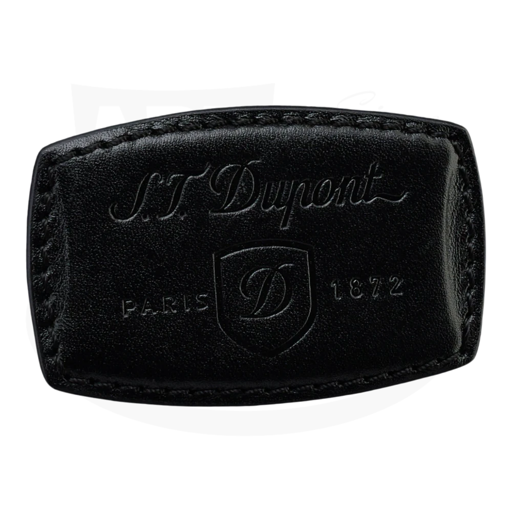 S.T. Dupont leather logo patch for Black Document Holder 181003SS embossed black rectangular label